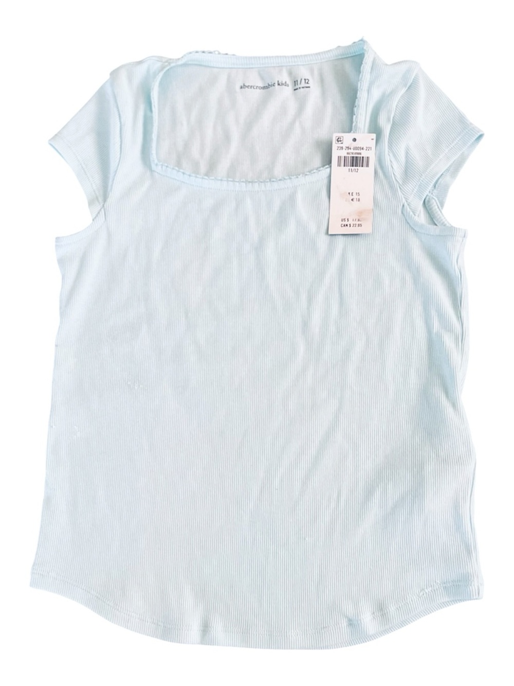 Abercrombie Kids NWT Light Blue Ribbed Square Neck Top Size 11/12